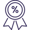 Award ribbon with a percentage symbol representing competitive auto loan rates.