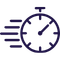 Stopwatch icon representing fast auto loan pre-approval before shopping for a vehicle.