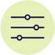 Adjustment sliders icon representing flexible recreational vehicle loan terms.